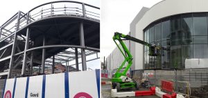 Curved shopfront steelwork and cladding