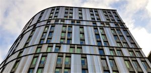 Photo of completed rainscreen panels at Paradise Street Coventry NFRC Roofing finalists
