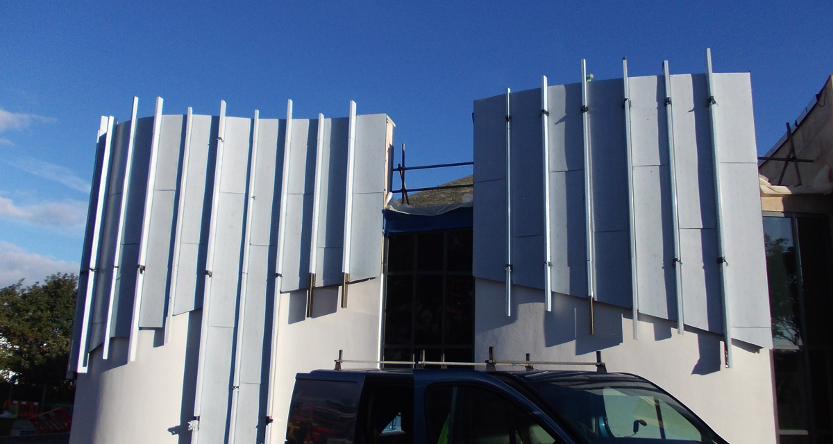 Rimex iridescent stainless steel cladding at Bispham Library 5