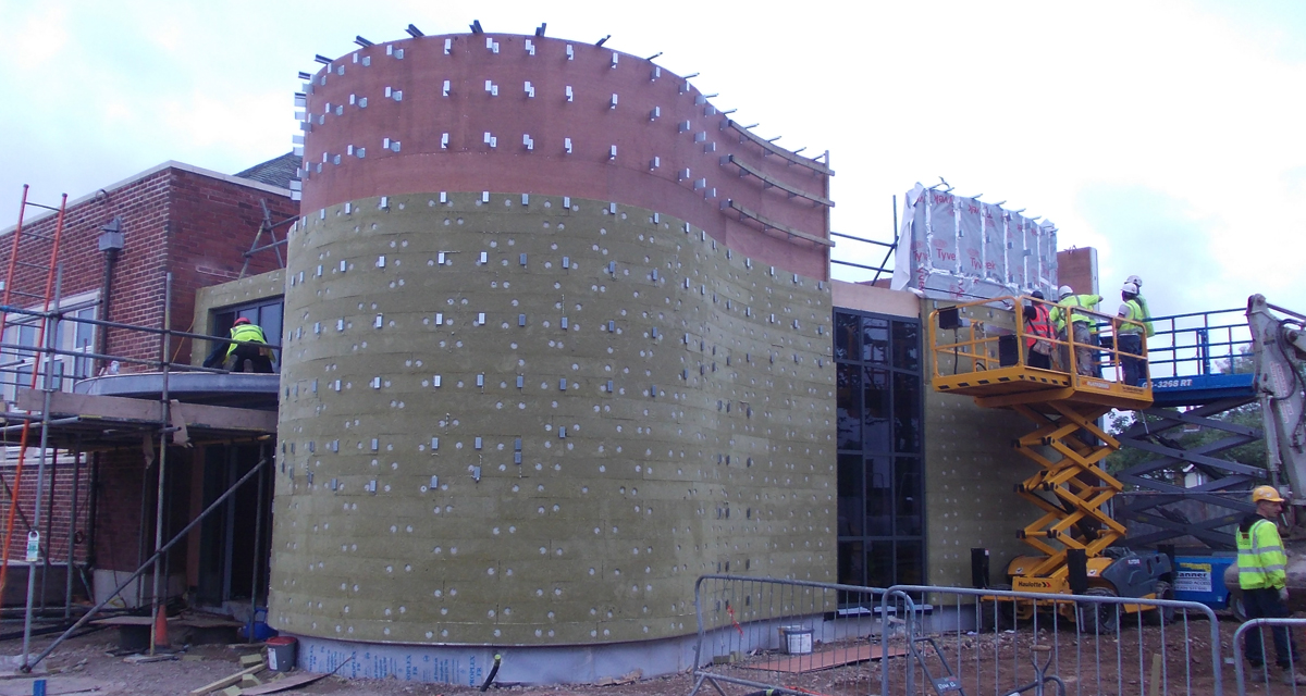 Rimex iridescent stainless steel cladding at Bispham Library 6