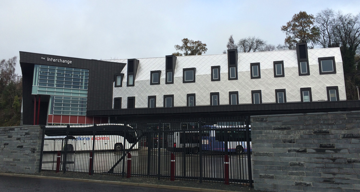 Zinc roofing and cladding Galashiels Transport Interchange Longworth D% Architects Morrison Construction 1