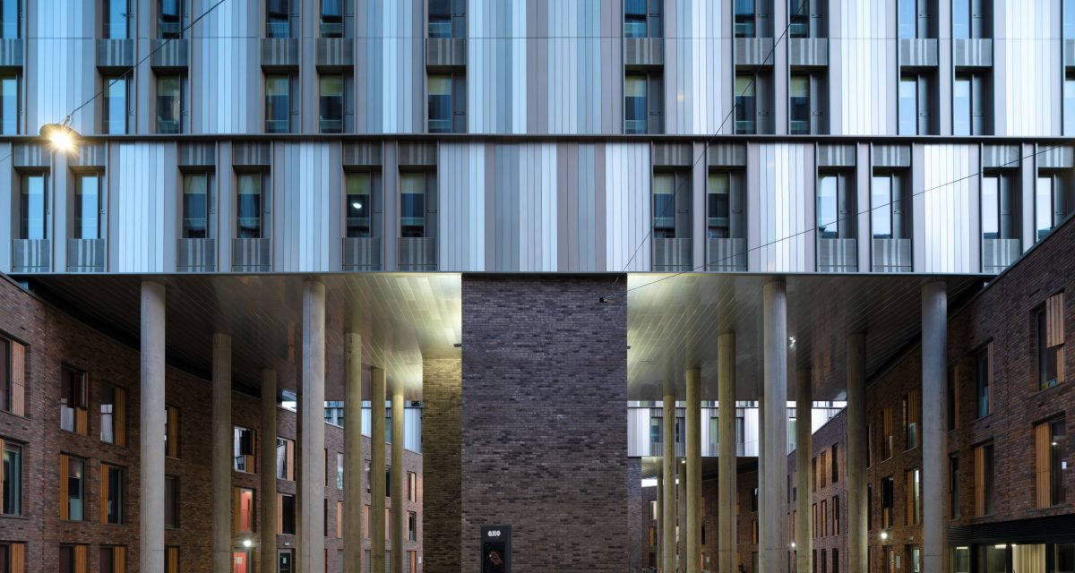 Aluminium facada and soffit in multicolours at Paradise Street Coventry